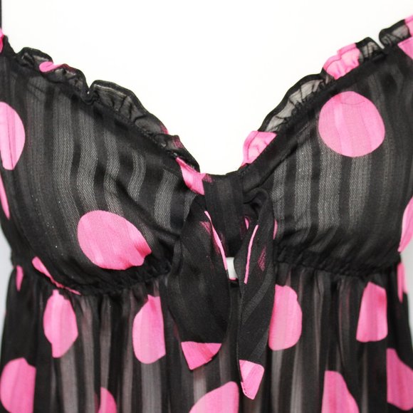 NWOT Betsey Johnson Intimates Babydoll Black & Pink Gorgeous Nightie S - Picture 3 of 7